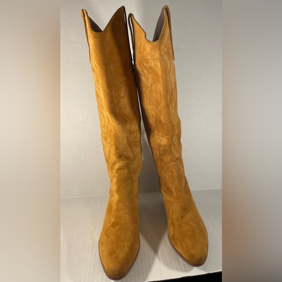New Erocalli Embroidered Cowboy Boots for Women, Tan Faux Suede, Size EU43/US10 - Picture 2 of 5